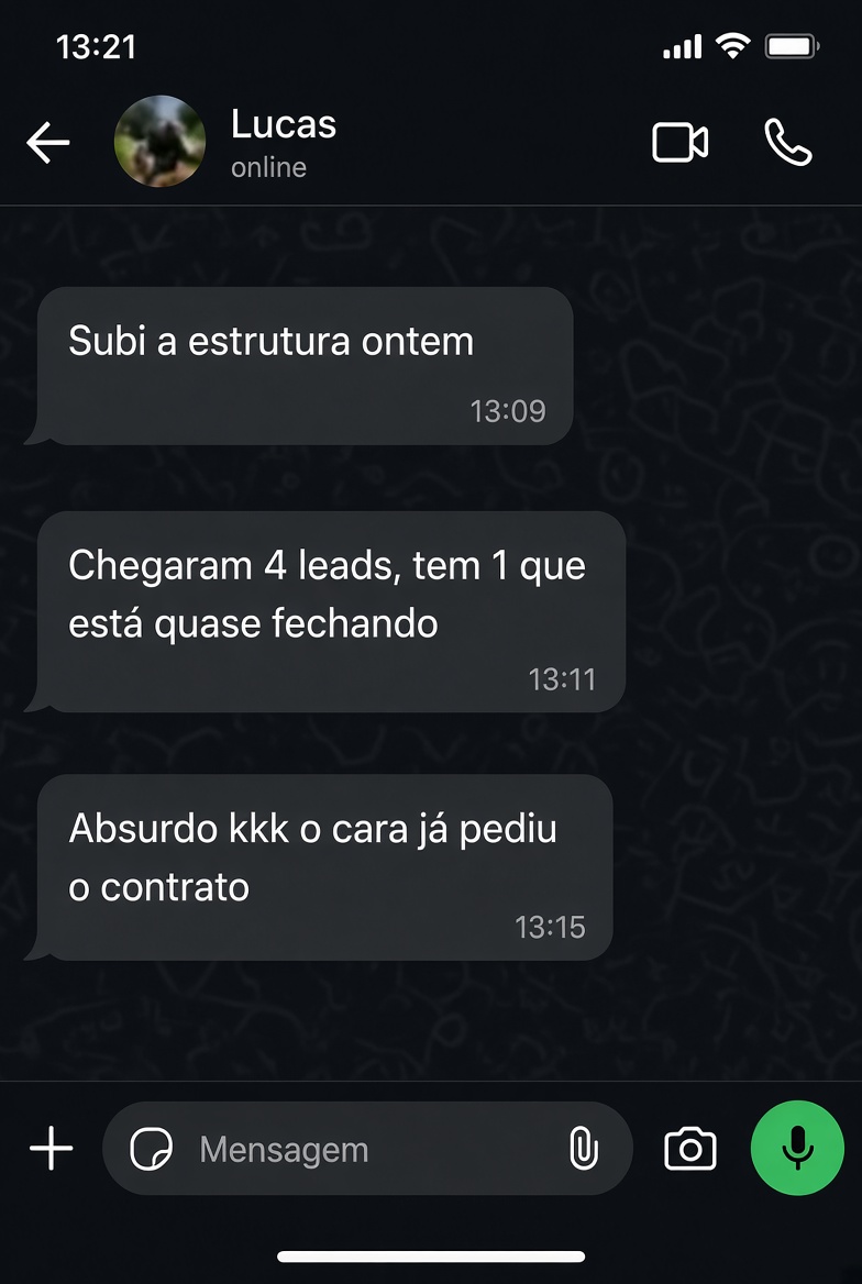 Depoimento de Lucas sobre leads e contrato fechado