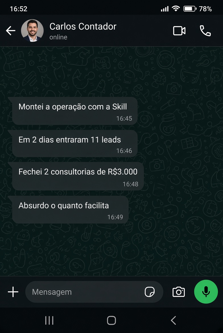 Depoimento de Carlos, contador, sobre 11 leads em 2 dias